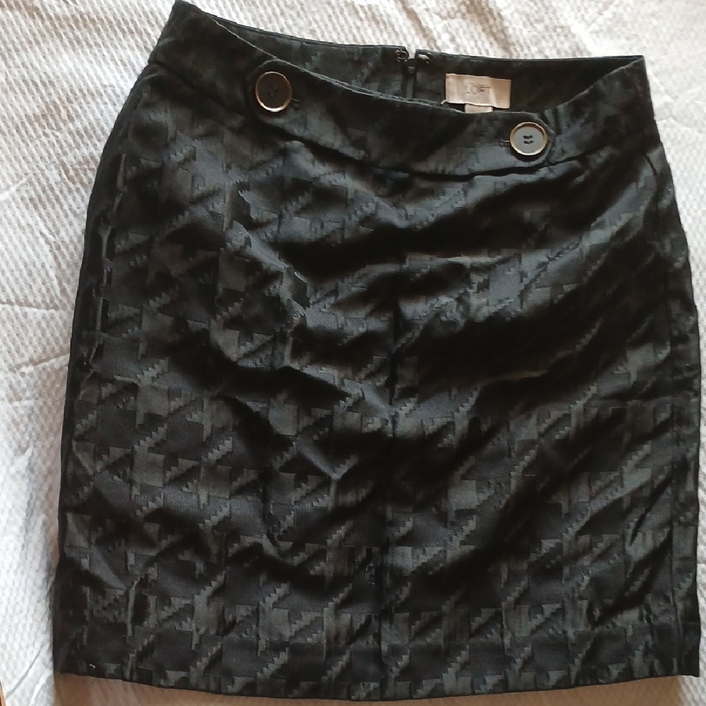 Black Textured Skirt with Button Detail